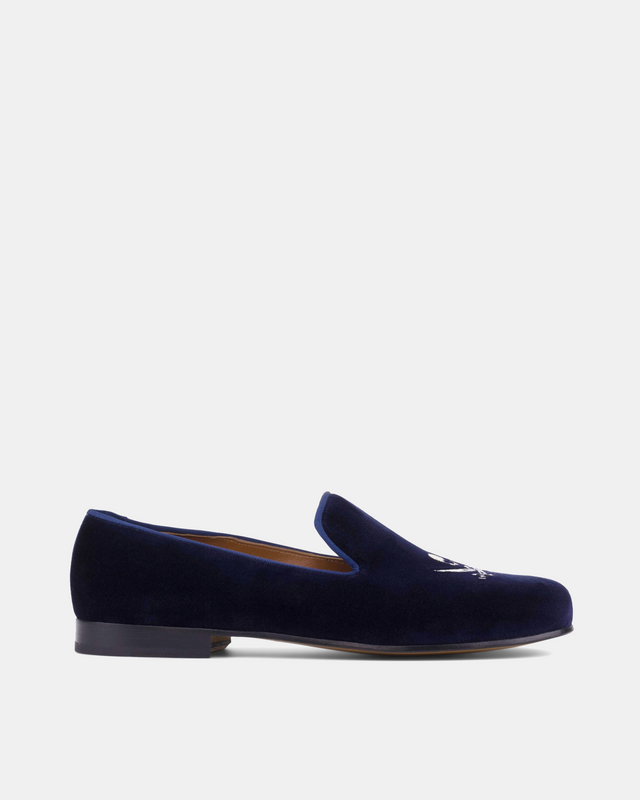 Blue Velvet Slippers Skull