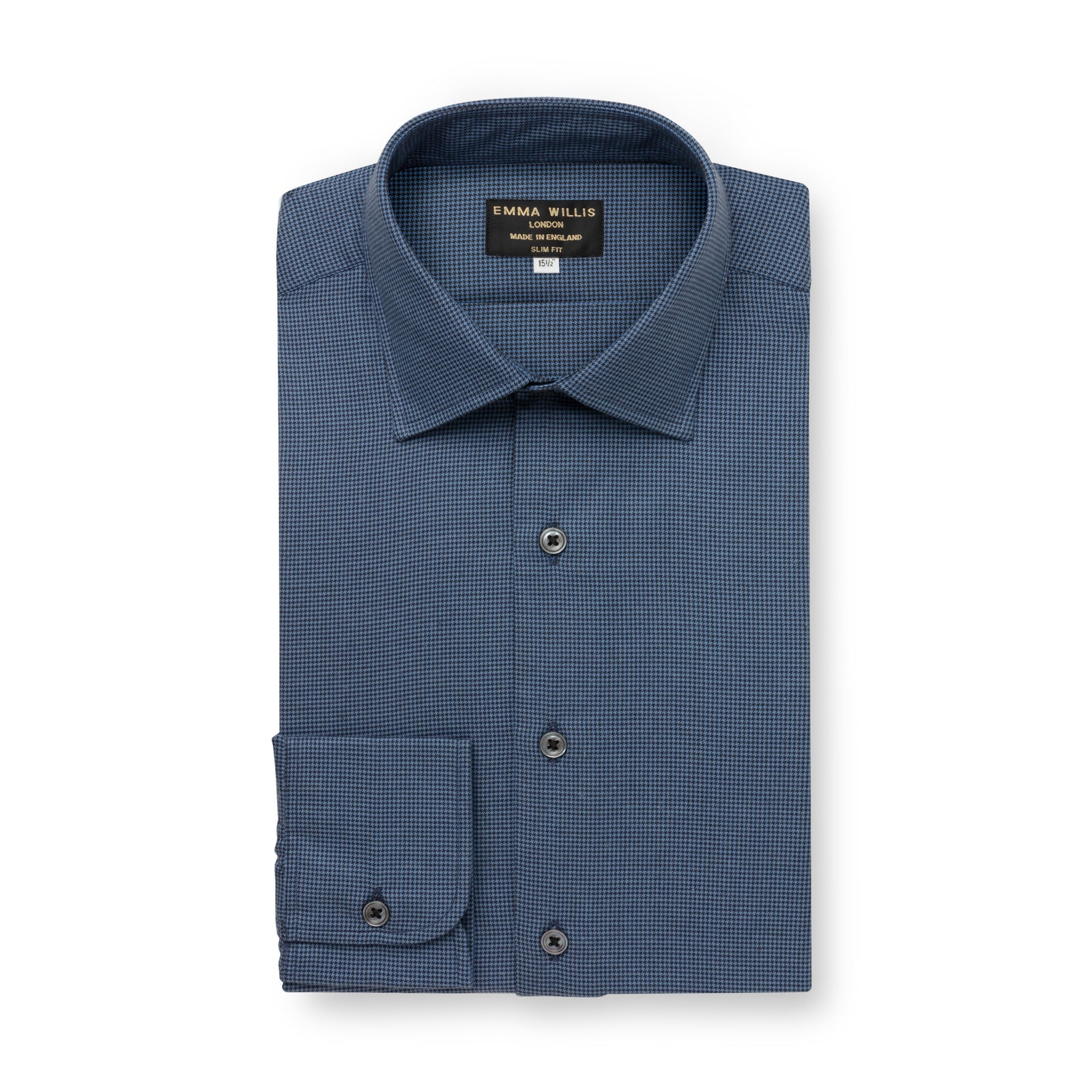 Black Houndstooth Check Flanello Shirt