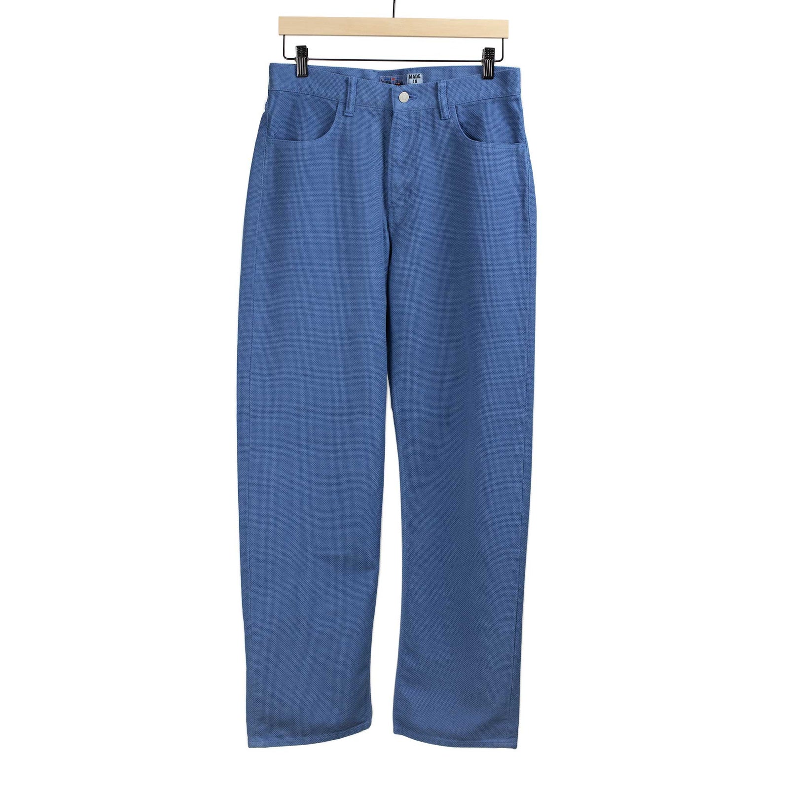 5-pocket trousers in washed hand-dyed indigo sashiko cotton