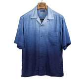 Camp collar shirt in gradient hand-dyed indigo rayon