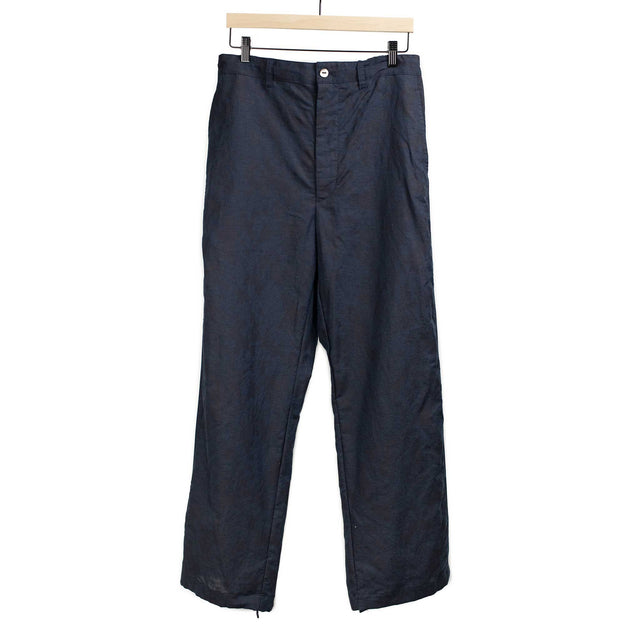 Easy pants in hand-dyed indigo glass pattern linen