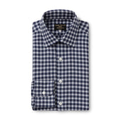 Blue Check Wool Cotton Blend Shirt New