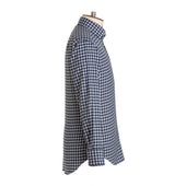 Blue Check Wool Cotton Blend Shirt New