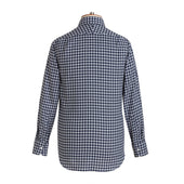 Blue Check Wool Cotton Blend Shirt New
