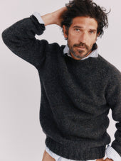 Blue Mogganer Explorer Extra Chunky Seamless Supersoft Shetland Sweater - Smoulder Charcoal
