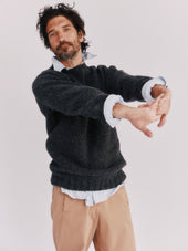 Blue Mogganer Explorer Extra Chunky Seamless Supersoft Shetland Sweater - Smoulder Charcoal