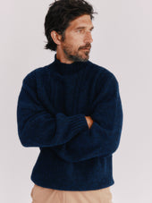 Blue Mogganer Ganjey Heritage British Breed Gansey Sweater - Yew Navy