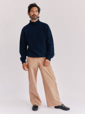 Blue Mogganer Ganjey Heritage British Breed Gansey Sweater - Yew Navy