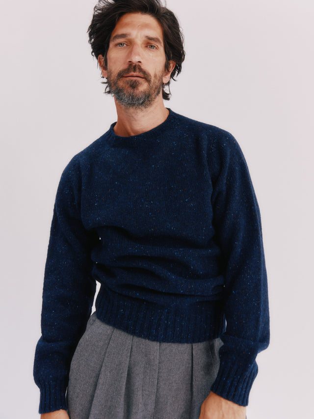 Blue Mogganer Helmsman Glenugie Nep Sweater - Jura Navy