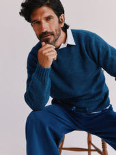Blue Mogganer Helmsman Glenugie Nep Sweater - Soay Blue