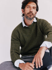 Blue Mogganer North Sea Chunky Seamless Supersoft Shetland Sweater - Pineshadow Green