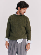 Blue Mogganer North Sea Chunky Seamless Supersoft Shetland Sweater - Pineshadow Green