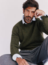 Blue Mogganer North Sea Chunky Seamless Supersoft Shetland Sweater - Pineshadow Green