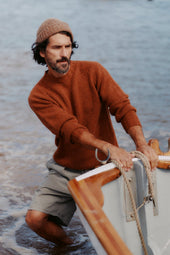 Blue Mogganer North Sea Chunky Seamless Supersoft Shetland Sweater - Sienna Brown