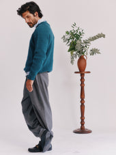 Blue Mogganer North Sea Chunky Seamless Supersoft Shetland Sweater - Storm Dark Teal