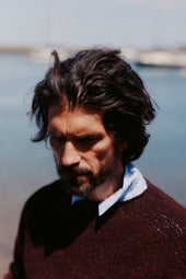 Blue Mogganer Trawlerman Chunky Glenugie Nep Sweater - Lewis Dark Aubergine
