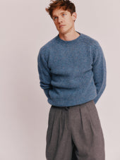 Blue Mogganer Trawlerman Chunky Glenugie Nep Sweater - Ossian Blue