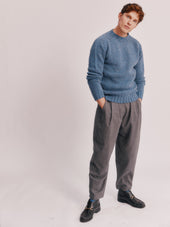 Blue Mogganer Trawlerman Chunky Glenugie Nep Sweater - Ossian Blue