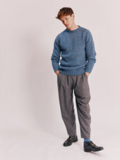 Blue Mogganer Trawlerman Chunky Glenugie Nep Sweater - Ossian Blue