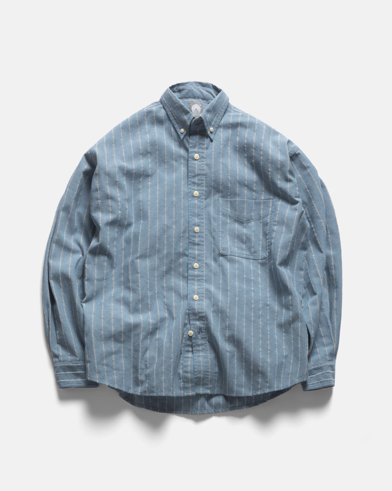 Wolf Button Down Shirt Clearweather White Tan Twisted Stripe Summer Cotton Linen Oxford