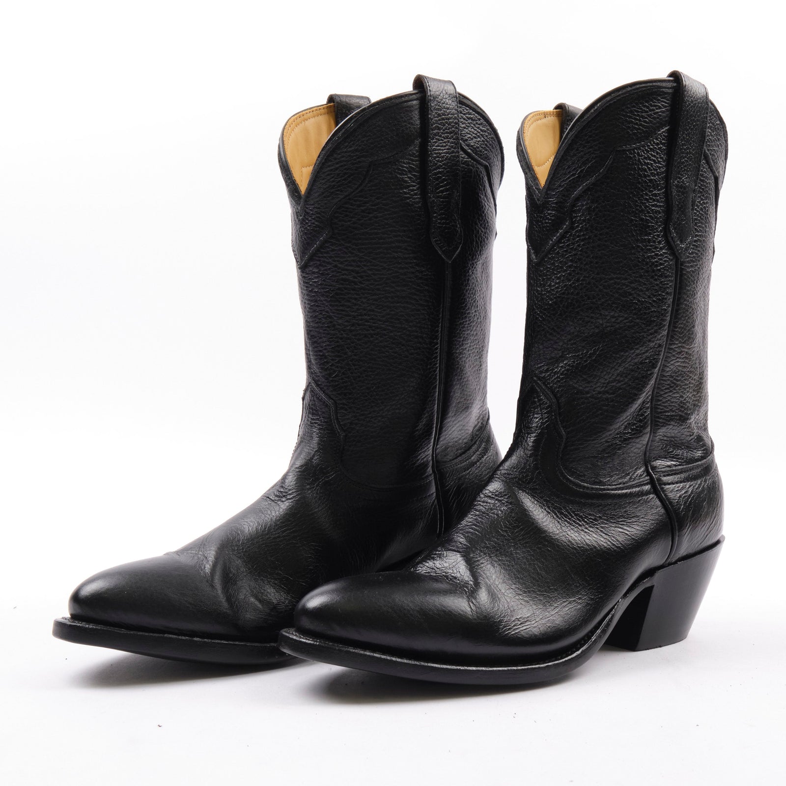 Freenote Cloth x Fenoglio Boot Co. - Black Deerskin Cowboy Boot