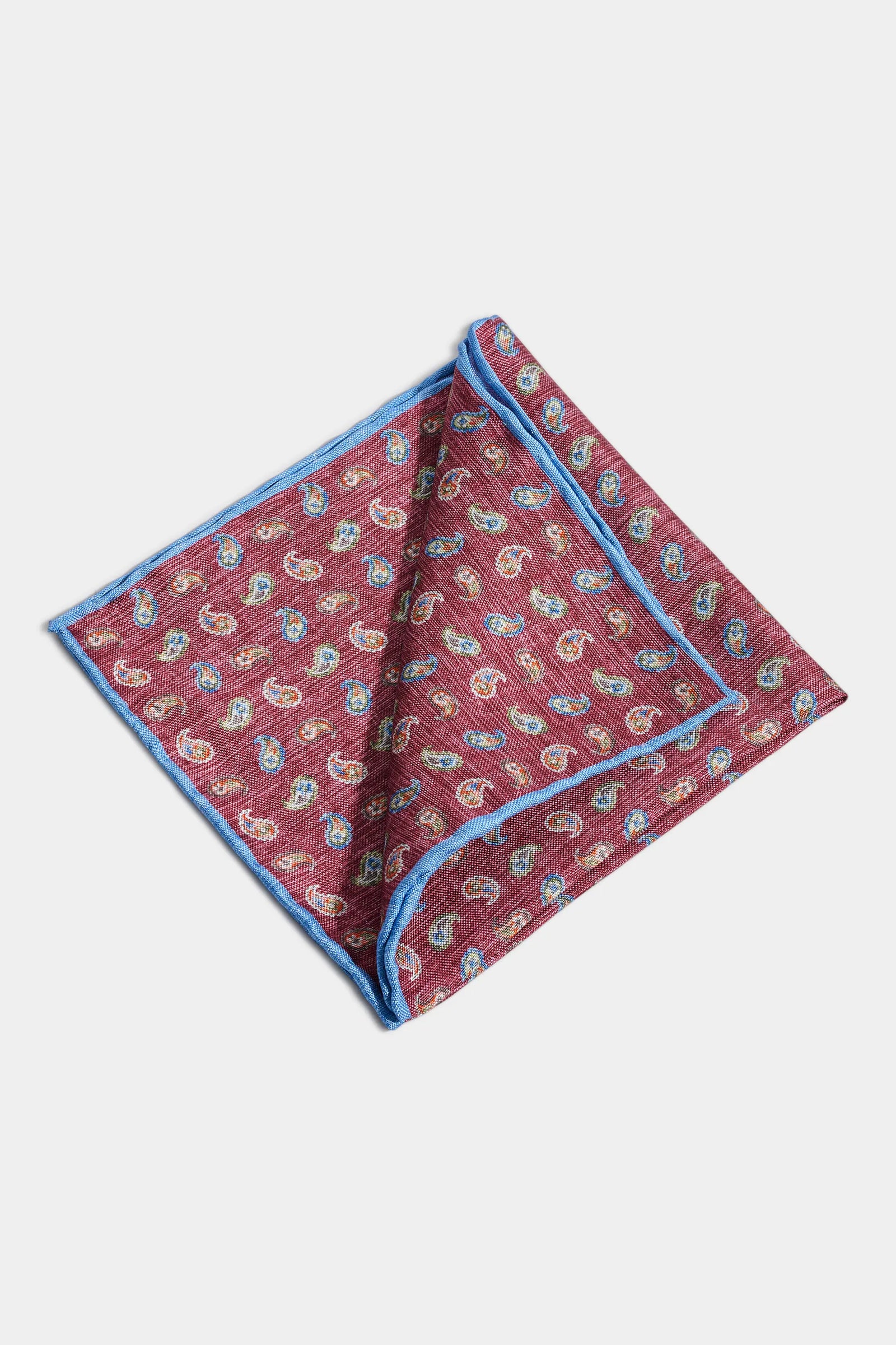 Bordeaux Paisley Pocket Square Made In Italy