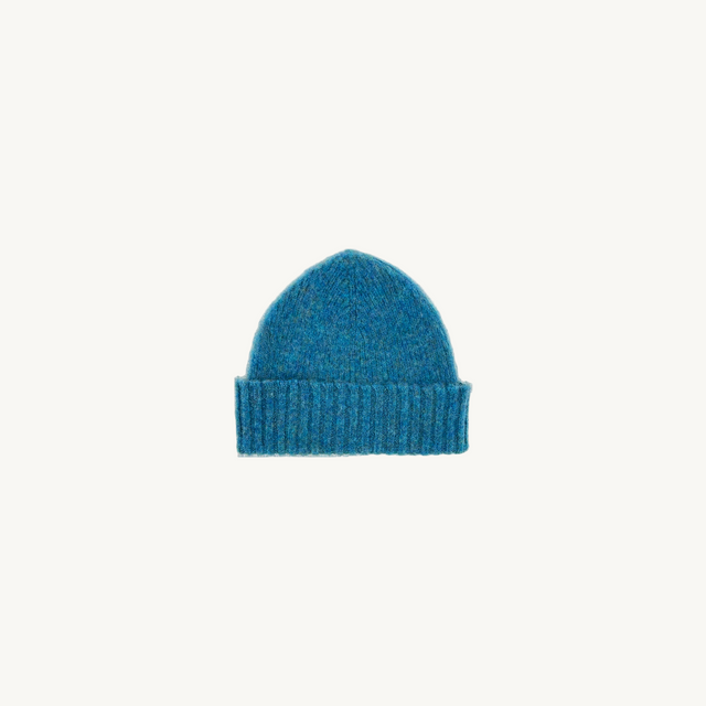 Bosie Brushed Shetland Wool Beanie Hat - Azure Blue