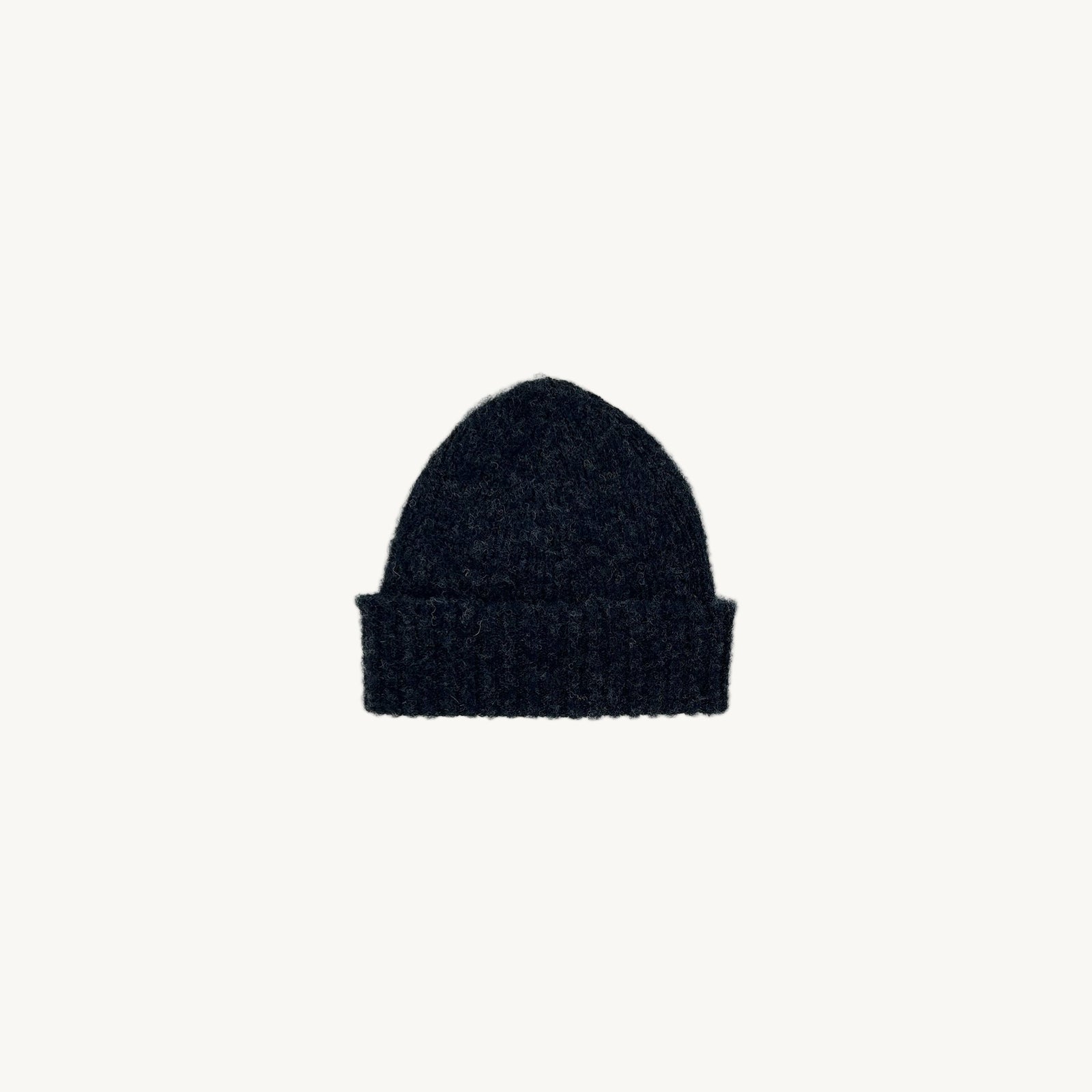 Bosie Brushed Shetland Wool Beanie Hat - Charcoal Black