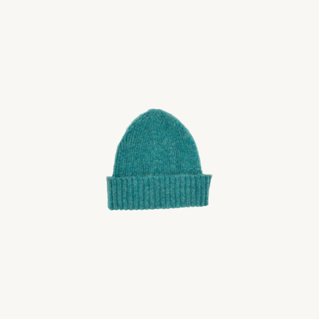 Bosie Brushed Shetland Wool Beanie Hat - Marble Gemstone Blue