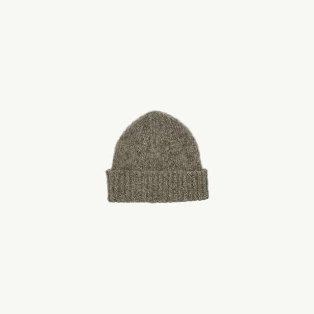 Bosie Brushed Shetland Wool Beanie Hat - Mushroom Brown