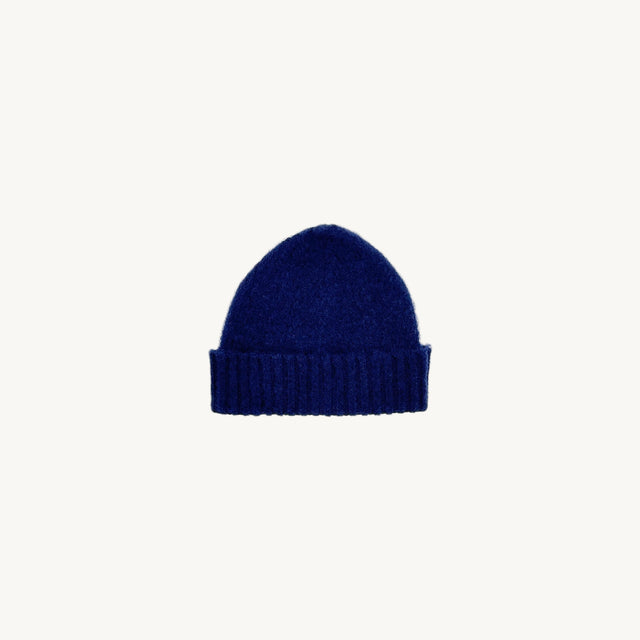 Bosie Brushed Shetland Wool Beanie Hat - Navy