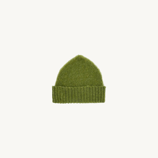 Bosie Brushed Shetland Wool Beanie Hat - Olive Grove Green