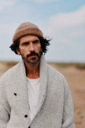 Blue Mogganer Harbourmaster Glenugie Chunky Shawl Cardigan - Islay Silver Grey
