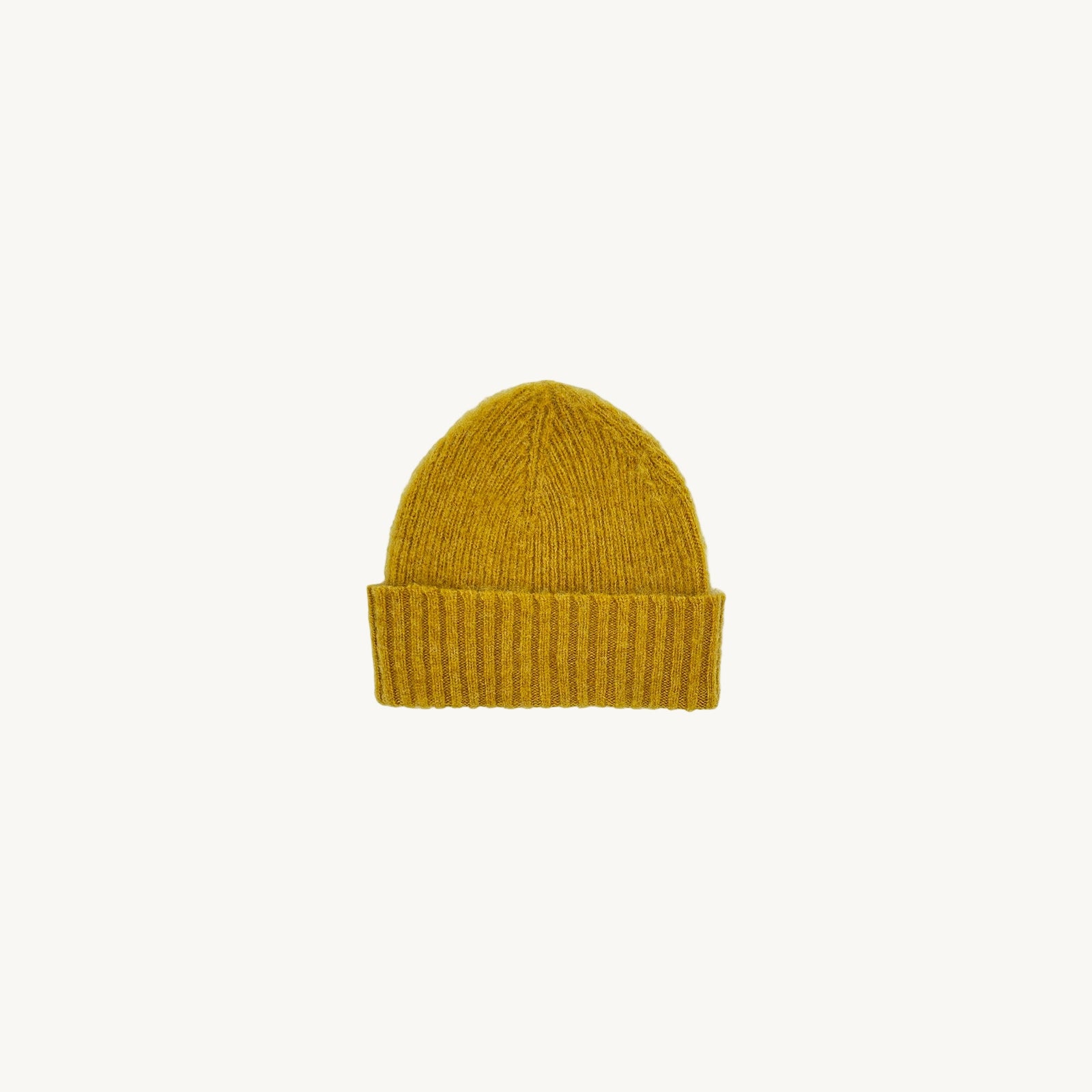 Bosie Brushed Shetland Wool Beanie Hat Yellow