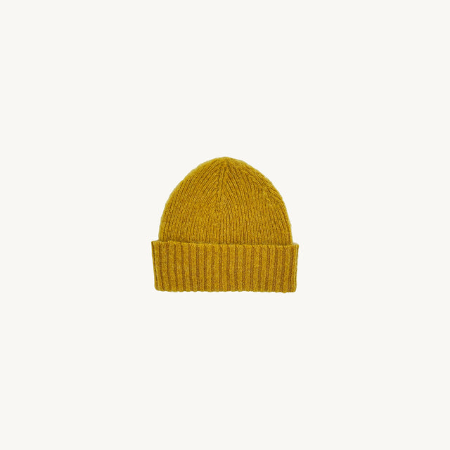 Bosie Brushed Shetland Wool Beanie Hat - Nugget Yellow