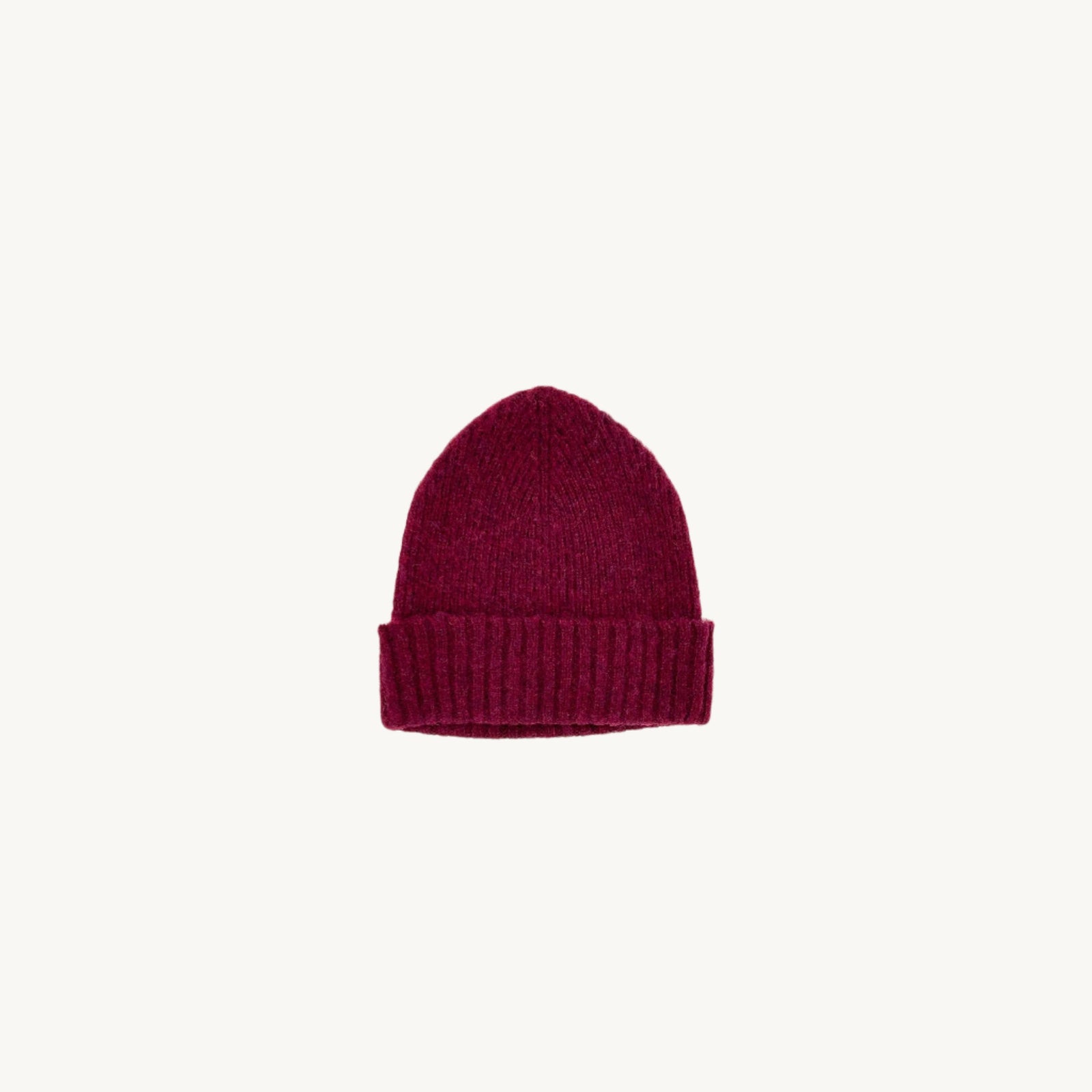 Bosie Brushed Shetland Wool Beanie Hat Bordeaux Mix