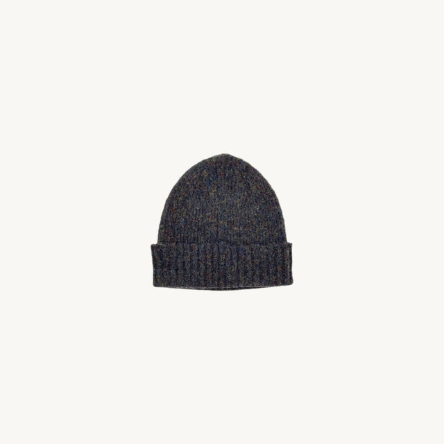 Bosie Brushed Shetland Wool Beanie Hat - Midnight Black