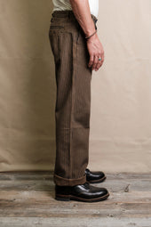 Western Pant Brown Herringbone Dobby