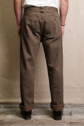 Western Pant Brown Herringbone Dobby
