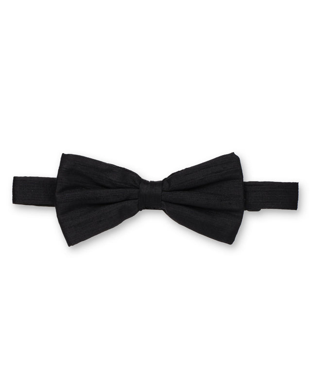 Black Dupion Silk Pre-Tied Bow Tie