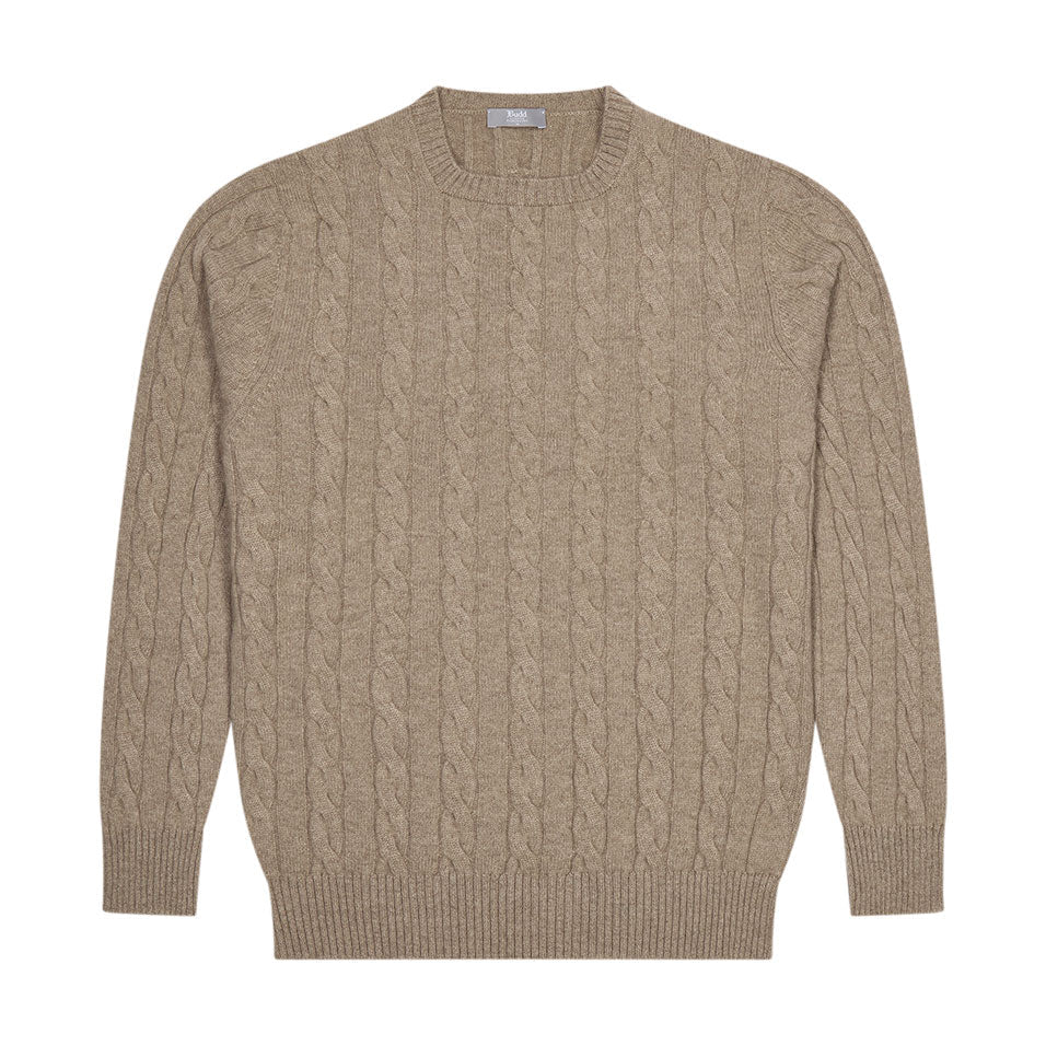 Bowhill Scottish Cashmere Cable Knit Jumper In Stoneage Beige