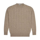 Bowhill Scottish Cashmere Cable Knit Jumper in Stoneage Beige
