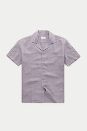 Linen Bowling Shirt Lavender Aura