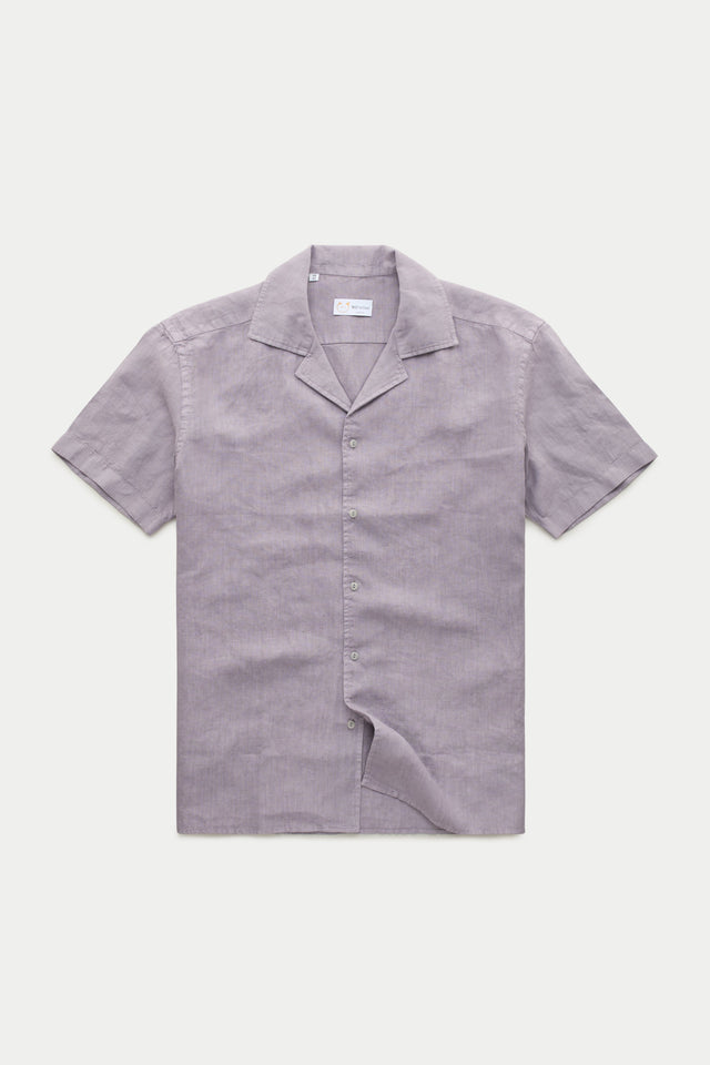 Linen Bowling Shirt Lavender Aura