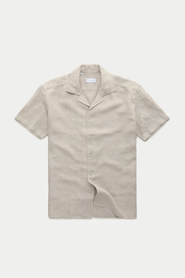 Linen Bowling Shirt Oxford Tan