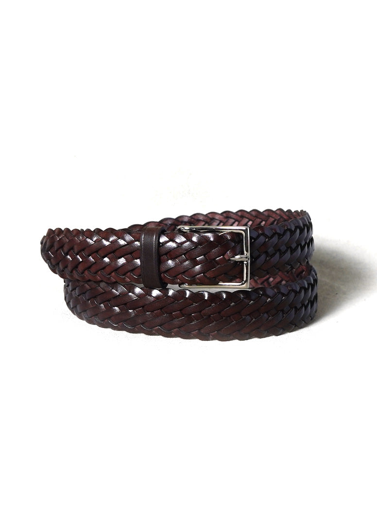 BRAIDED | Leather Belt | Dark Brown/Brass