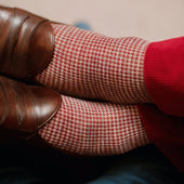 Gris clair & Rouge - Pied-de-poule - Laine
