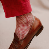 Gris Clair Rouge Pied De Poule Laine