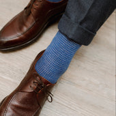 Gris Bleu Roi Pied De Poule Laine