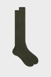 CALZA CESARE. 100% COTONE,TINTA UNITA, OLIVE.